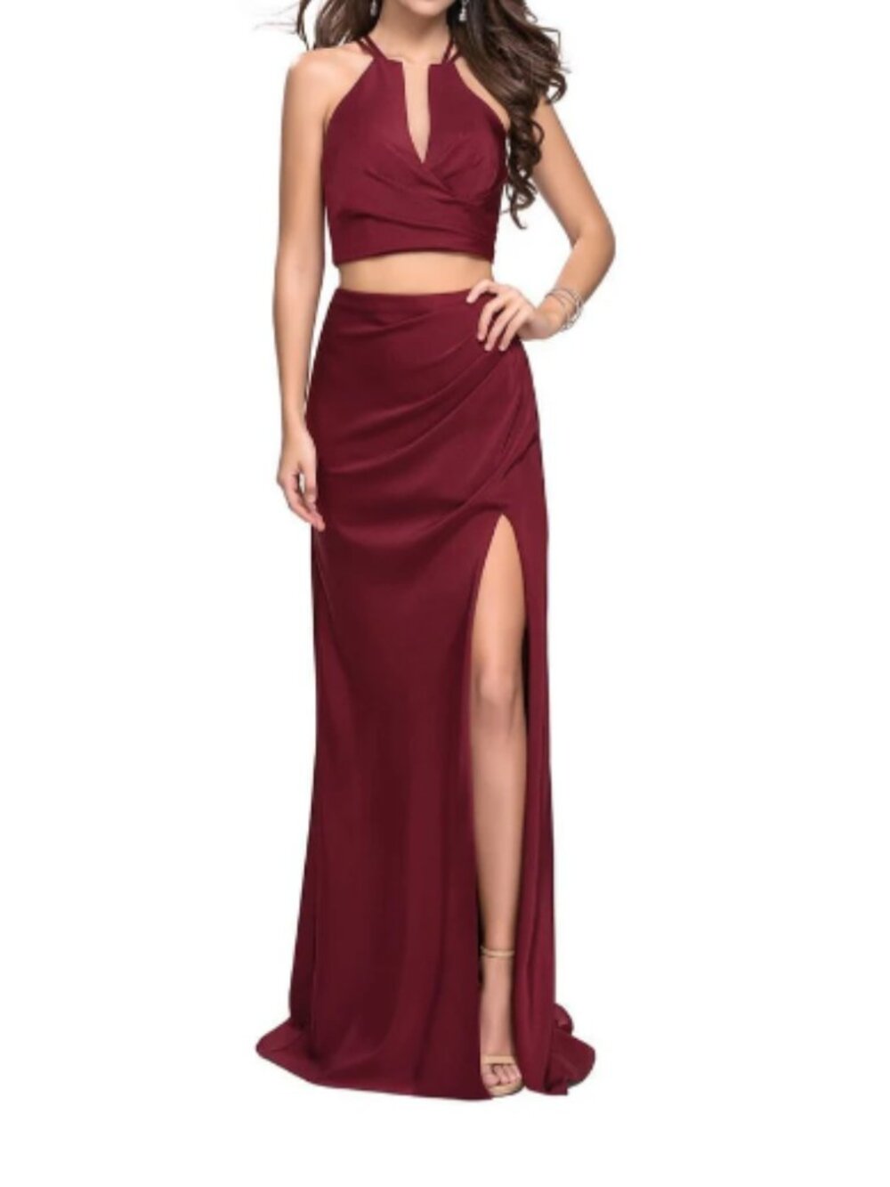 NWT La Femme 25731 Jersey Prom Dress Red Size 0
